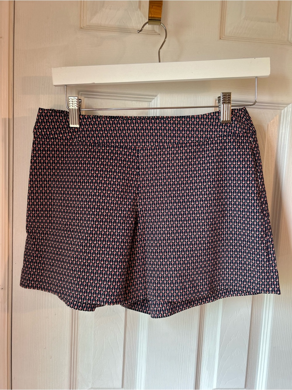 Margaret M Navy Shorts with Pink Geometric Print